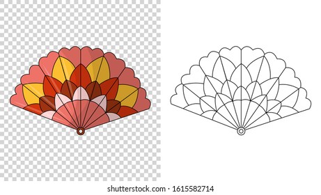 Asian fans. Colored hand traditional fan isolated