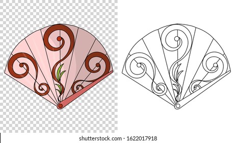 Asian fans. Colored hand traditional fan isolated