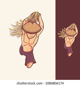 Asian Farmer Characters mascot icon