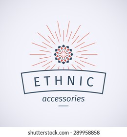 Asian fashion shops logo template. Vector ethnic ornamental design for clothing and accessories boutiques.