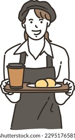 Asian female clerk working at a cafe (restaurant)
