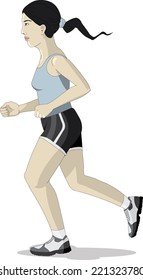 Asian female jogging
