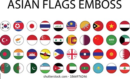 Asian flags with emboss effect