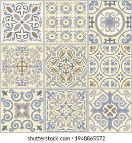 Asian floral design tile. Vintage Illustration background