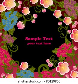 Asian floral frame. Illustration vector.