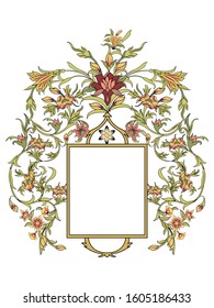 Asian floral frame vector art