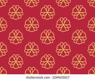 asiatische, minimalistische, nahtlose Muster mit linearen Blumen, Vektorgrafik