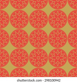Asian floral  red seamless pattern  - vector illustration