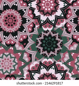 Patrón asiático sin costuras florales, motivo étnico, vector. Bien para el fondo, textil, la decoración superficial y más