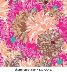 asian flower illustration seamless pattern