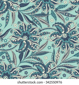 asian flowers seamless pattern. vintage floral vector background 