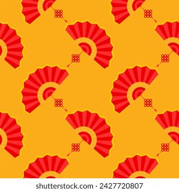 asian folding paper fans seamless pattern vector illustration. Asian hand fan. Traditional fan seamless pattern isolated on color background, paper folding pattern of fans