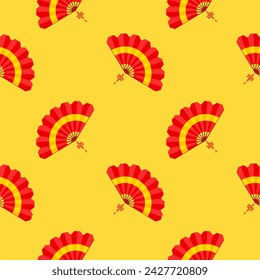 asian folding paper fans seamless pattern vector illustration. Asian hand fan. Traditional fan seamless pattern isolated on color background, paper folding pattern of fans