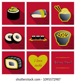 Asian food background. Asian food poster. Asian food frame menu restaurant. Asian food sketch menu.Vector illustration