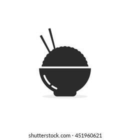 asian food in black bowl. concept of take away meal, foodie, korean gastronomy, dessert, vegetarian snack, delicious. flat style trend modern logotype design vector illustration on white background