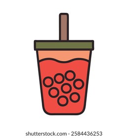 Asian food bubble tea icon popular beverage