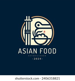 Asian food chopsticks cup logo template design for brand or company and other