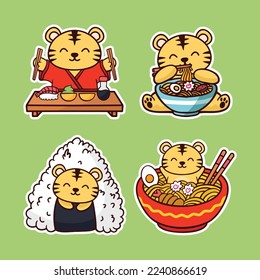 Asian Food Cute Animal isolated on white background.