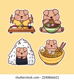 Asian Food Cute Animal isolated on white background.