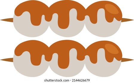 Asian food dango , illustration, vector on a white background.