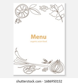 Asian food  Design template menu for cafes   restaurants  It can be used for restaurant brochure  cafe flyer  delivery booklet  Vector illustration