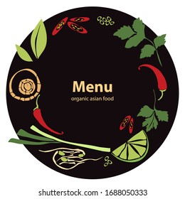 Asian food  Design template menu for cafes   restaurants  It can be used for restaurant brochure  cafe flyer  delivery booklet  Vector illustration