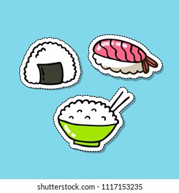 asian food doodle icons