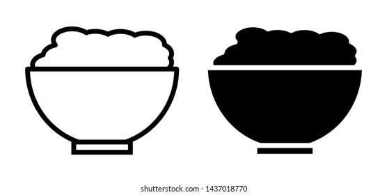 Asian food flat icon. Rise in the bowl with chopsticks