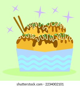 asian food in flat style. japanese street food, takoyaki 