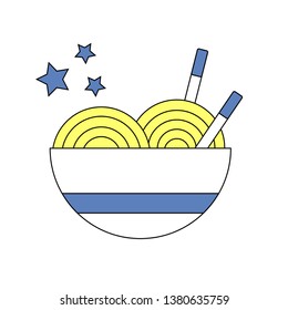 asian food icon with noodle bowl