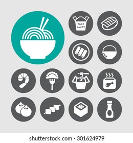 Asian food icon set