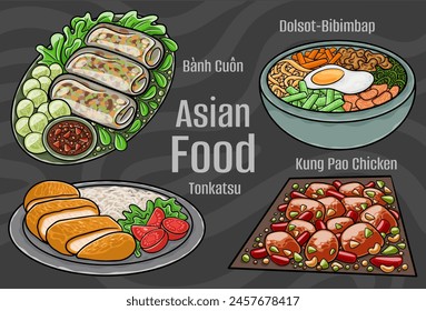 Asian Food Illustrations: Hand-drawn Vector.