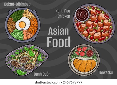 Asian Food Illustrations: Hand-drawn Vector.