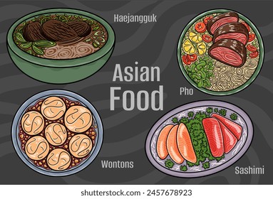 Asian Food Illustrations: Hand-drawn Vector.