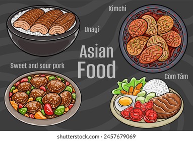 Asian Food Illustrations: Hand-drawn Vector.