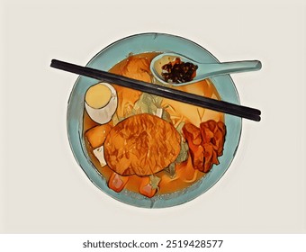 Asian food in isolated white background