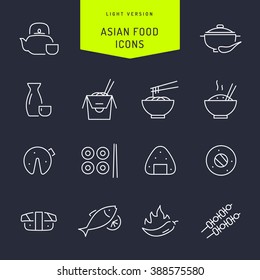 Asian food light vector Icons 