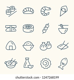 Asian food line icons