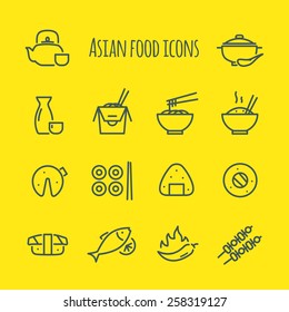 Asian food Line Icons Set