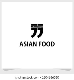 Asian food logo design vector, restaurant logo design template