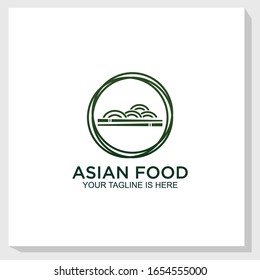 Asian food logo template design vector, noodles, restaurant logo design inspiration