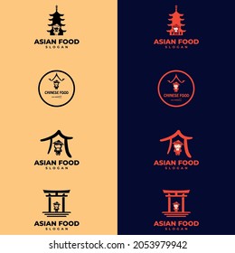 Asian food logo templates set. suitable for company logo, print, digital, icon, apps, and other marketing material purpose.