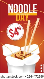 Asian food noodle day discount banner
