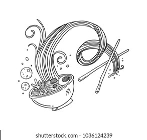 Asian food noodle sketch