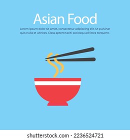 Asian food noodle vector illustration. Japanese noodle