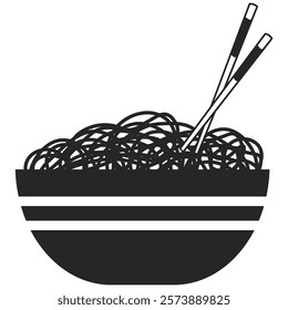 Asian food noodles icon on transparent background. Chinese spaghetti symbol. korean jajangmyeon noodles vector symbol. PNG