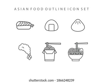 Asian Food Outline Icon Set - Fast Food Icon Set Vector Illustration Design.