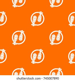 Asian food pattern repeat seamless in orange color for any design. Vector geometric illustration