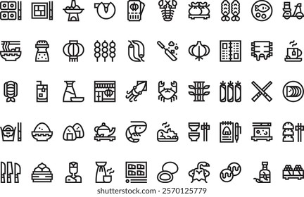 Asian food restaurant icons  High-Quality Vector Icons Collection with Editable Stroke. Ideal for Professional and Creative Projects.