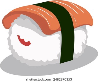 asian food salmon sushi cartoon isolated white background